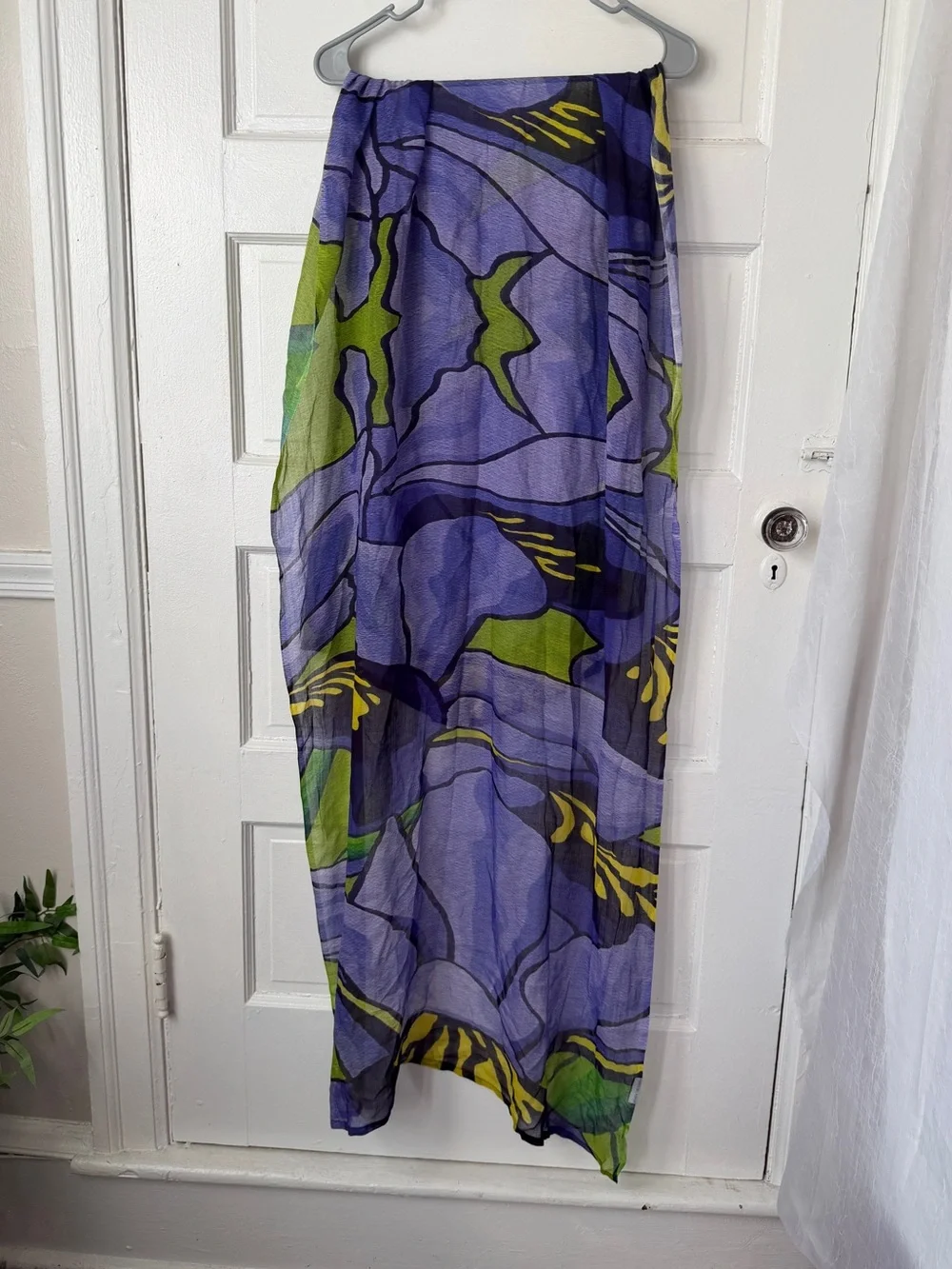 Vida Art Lightweight Modal Purple Abstract Iris Floral Print Scarf Wrap Festival